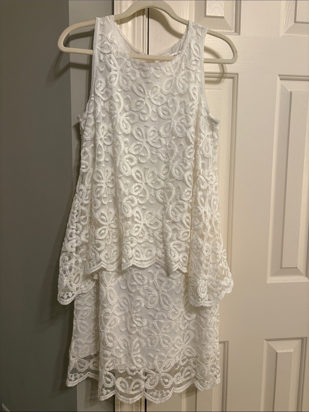 Max Studio White Floral Lace Overlay Dress
